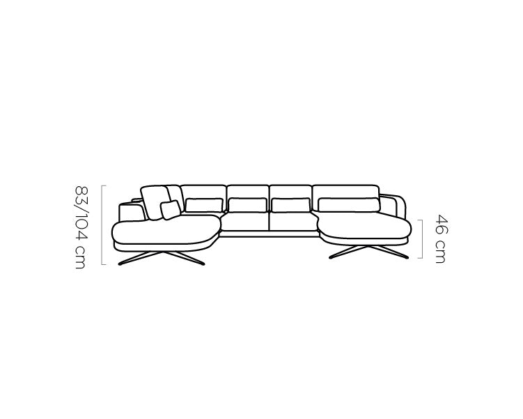 Canapé moderne avec profondeur d’assise réglable et appui-tête coulissant