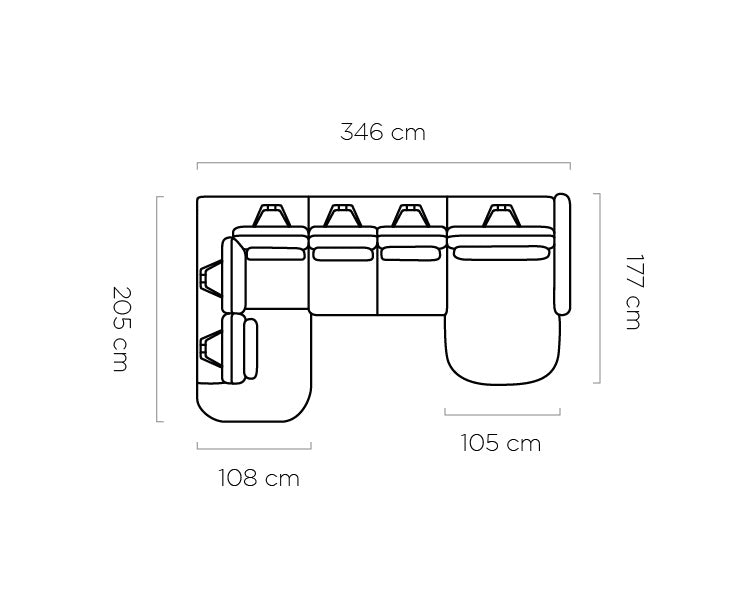 Canapé moderne avec profondeur d’assise réglable et appui-tête coulissant