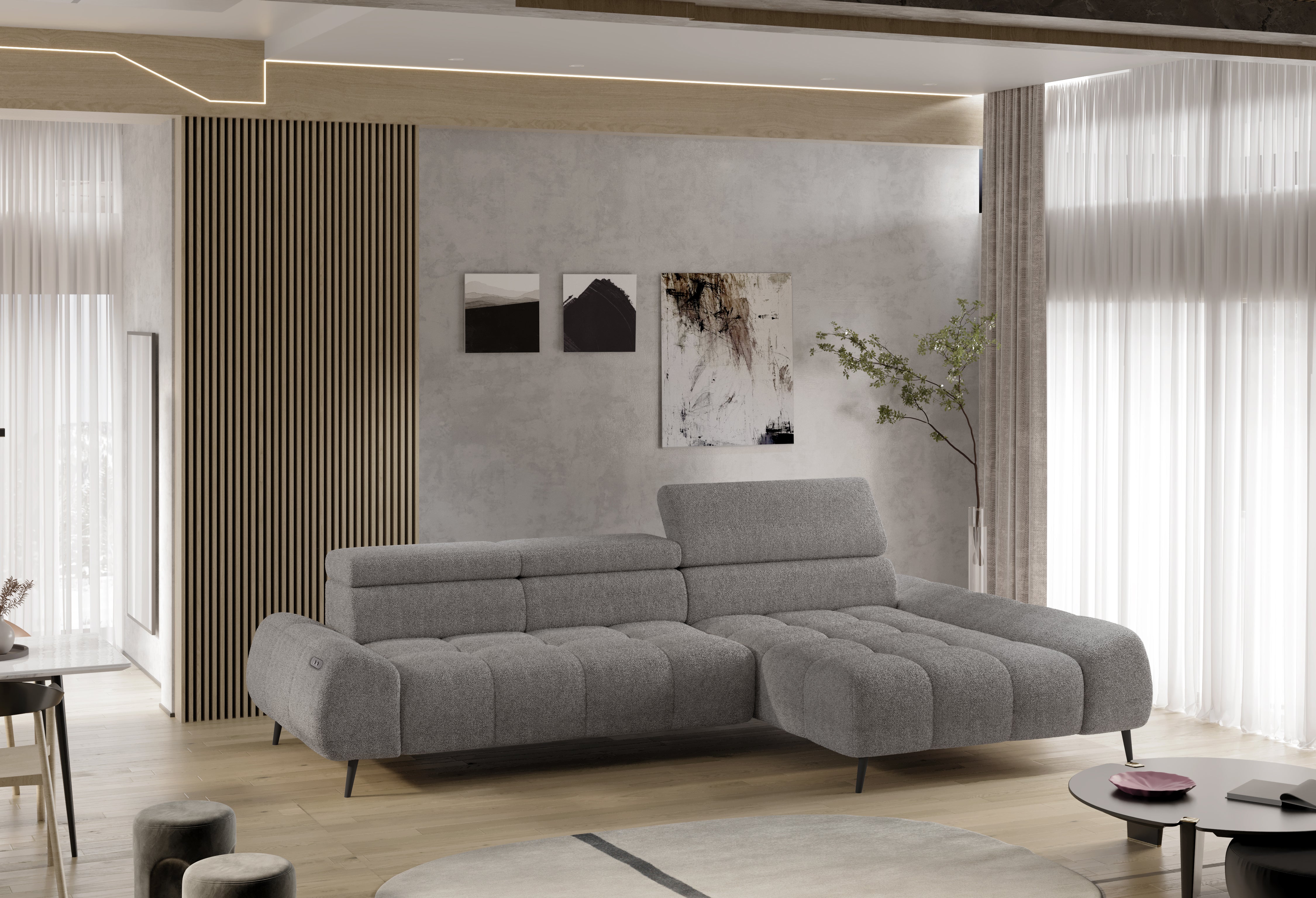 Canapé d'angle moderne avec réglage électrique de la profondeur d'assise Le canapé d'angle