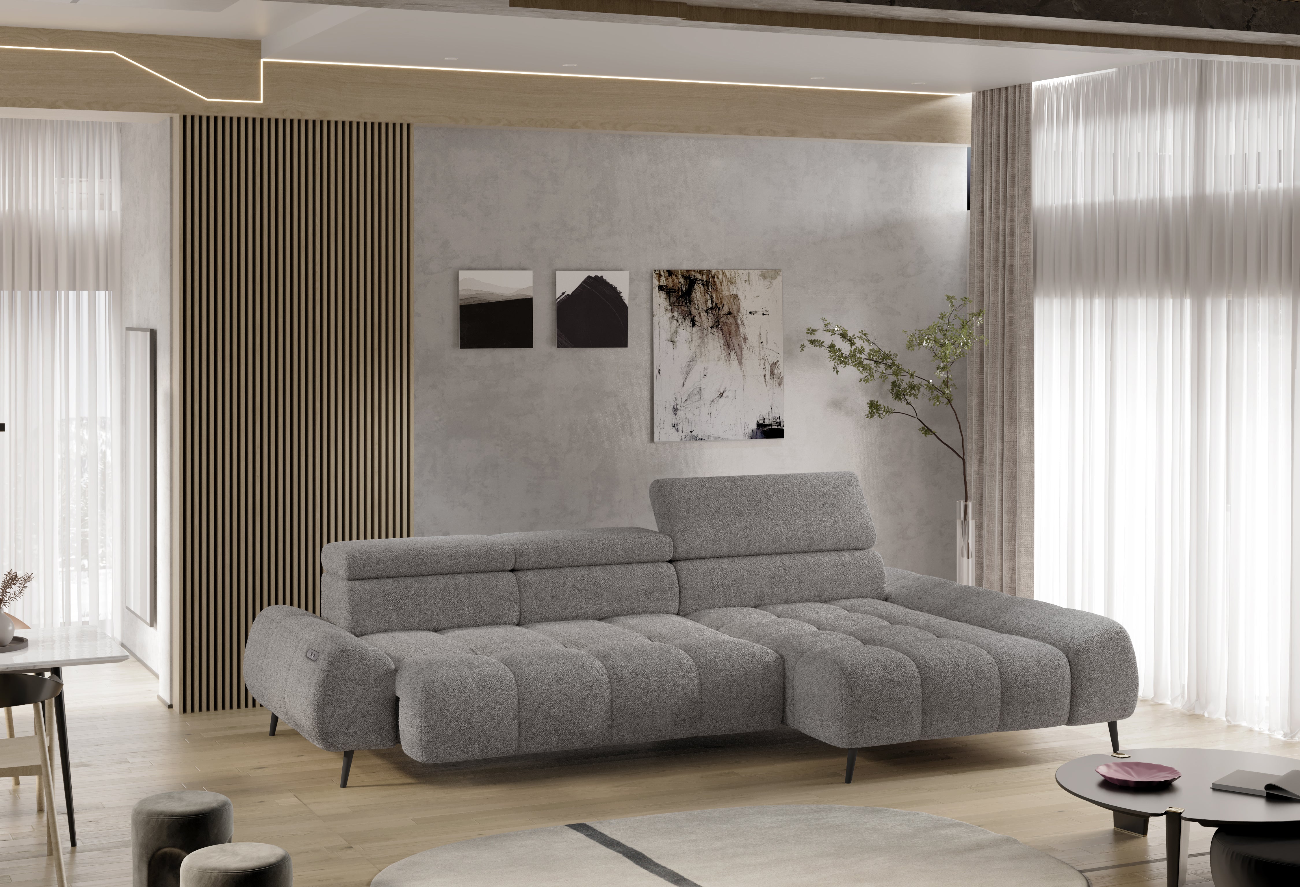 Canapé d'angle moderne avec réglage électrique de la profondeur d'assise Le canapé d'angle