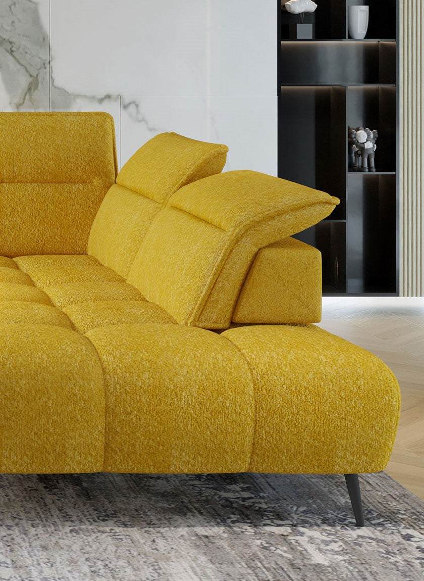 Canapé d’angle – Convertible avec rangement, têtières réglables & design moderne (S, L, XL)