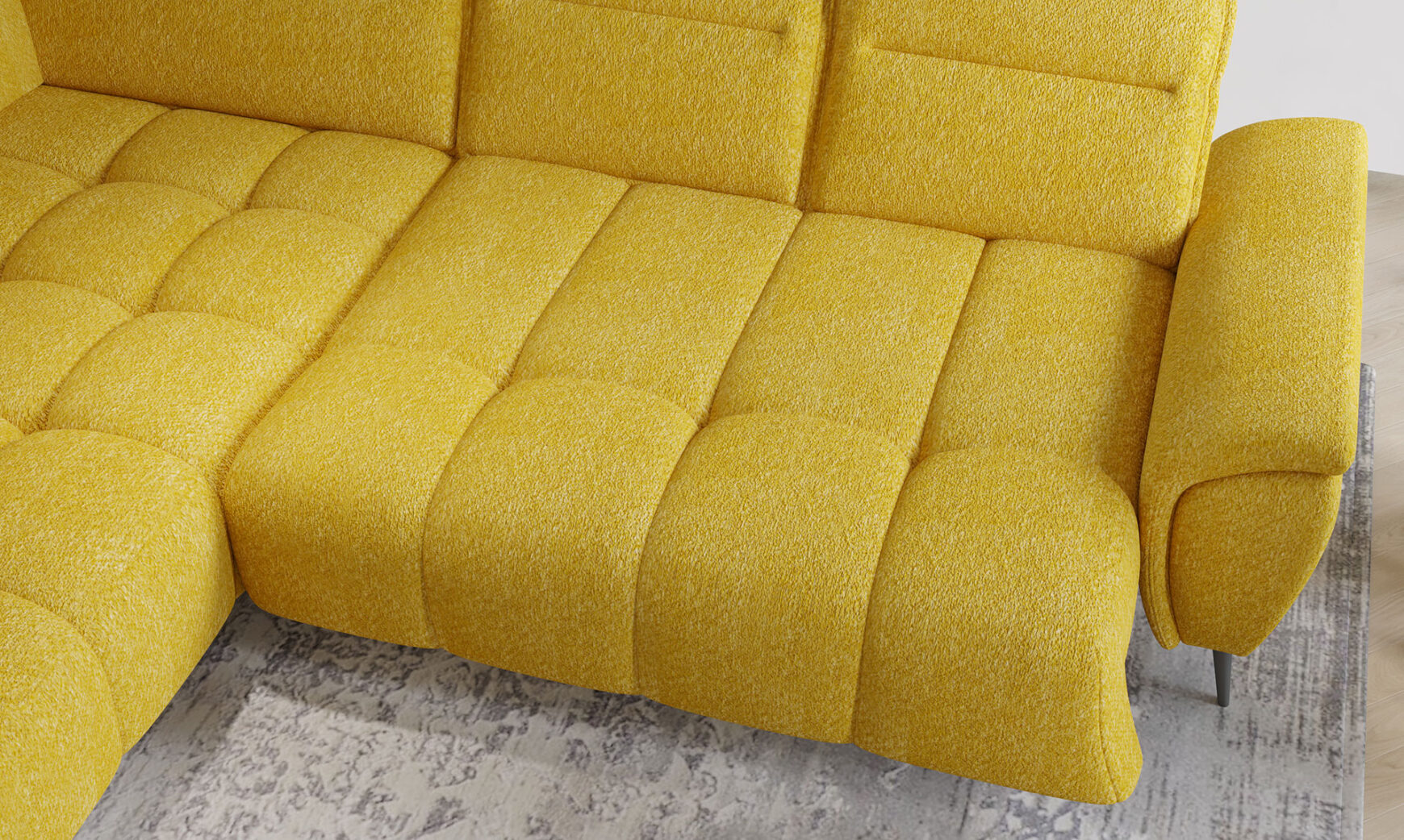 Canapé d’angle – Convertible avec rangement, têtières réglables & design moderne (S, L, XL)
