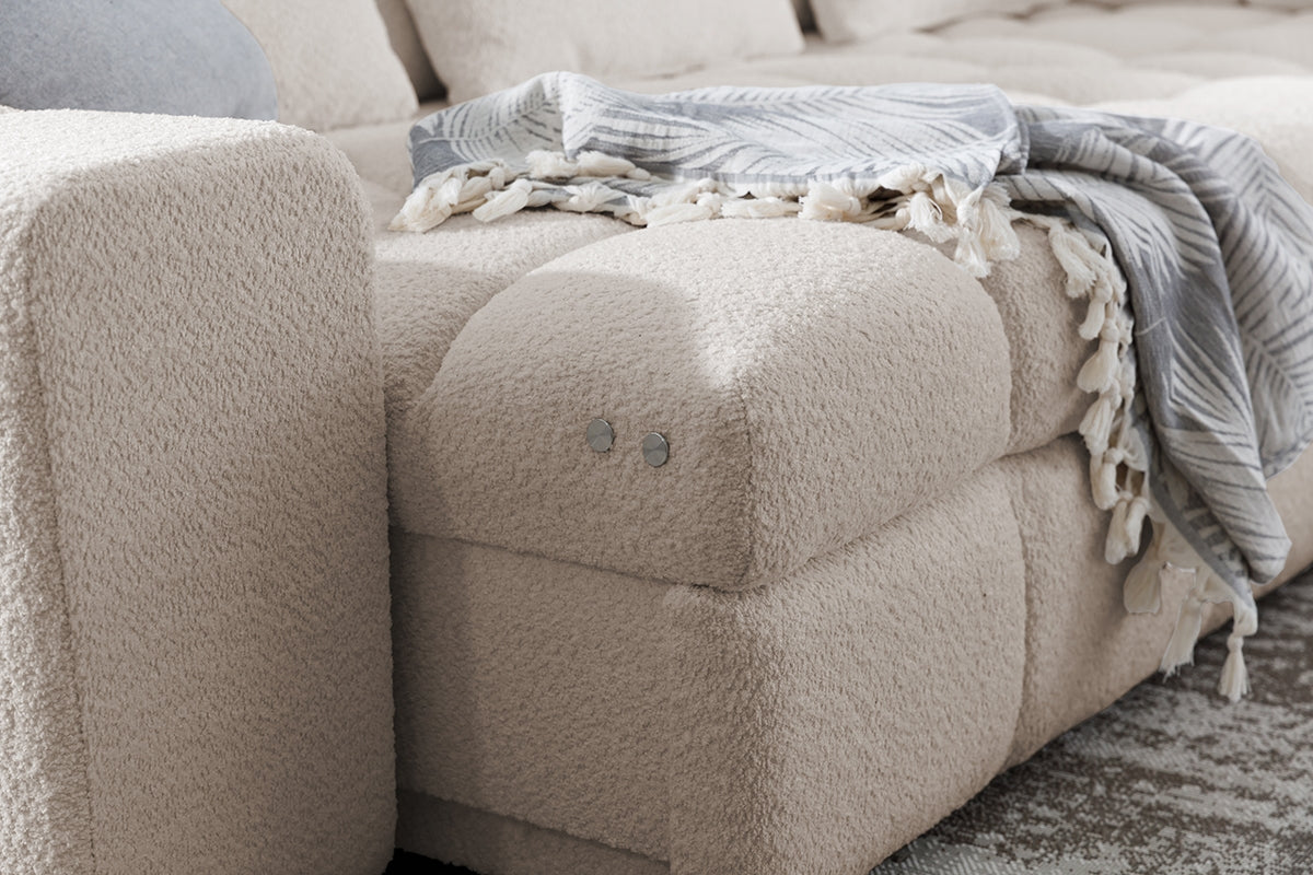 Canapé d'angle  L convertible avec rangement et  assise extensible électriquement – Confort moderne et design élégant