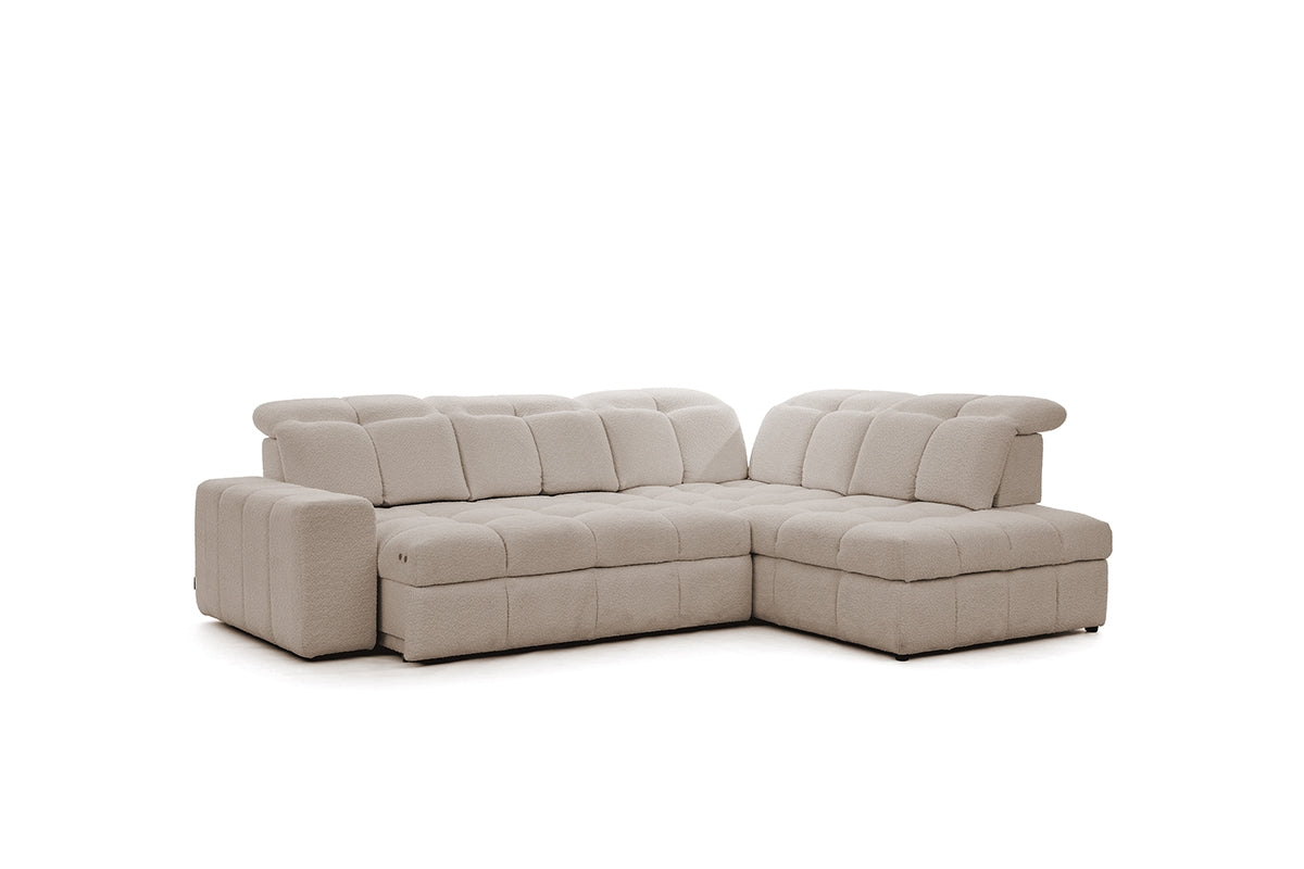 Canapé d'angle  L convertible avec rangement et  assise extensible électriquement – Confort moderne et design élégant
