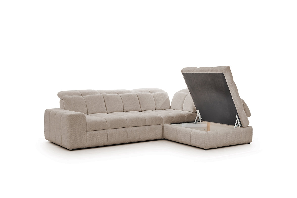 Canapé d'angle  L convertible avec rangement et  assise extensible électriquement – Confort moderne et design élégant