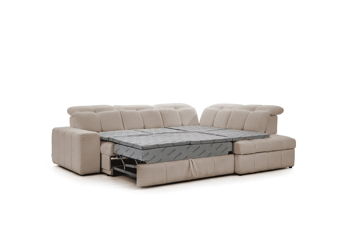 Canapé d'angle  L convertible avec rangement et  assise extensible électriquement – Confort moderne et design élégant