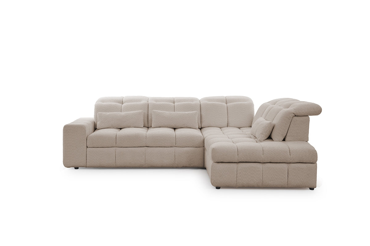 Canapé d'angle  L convertible avec rangement et  assise extensible électriquement – Confort moderne et design élégant