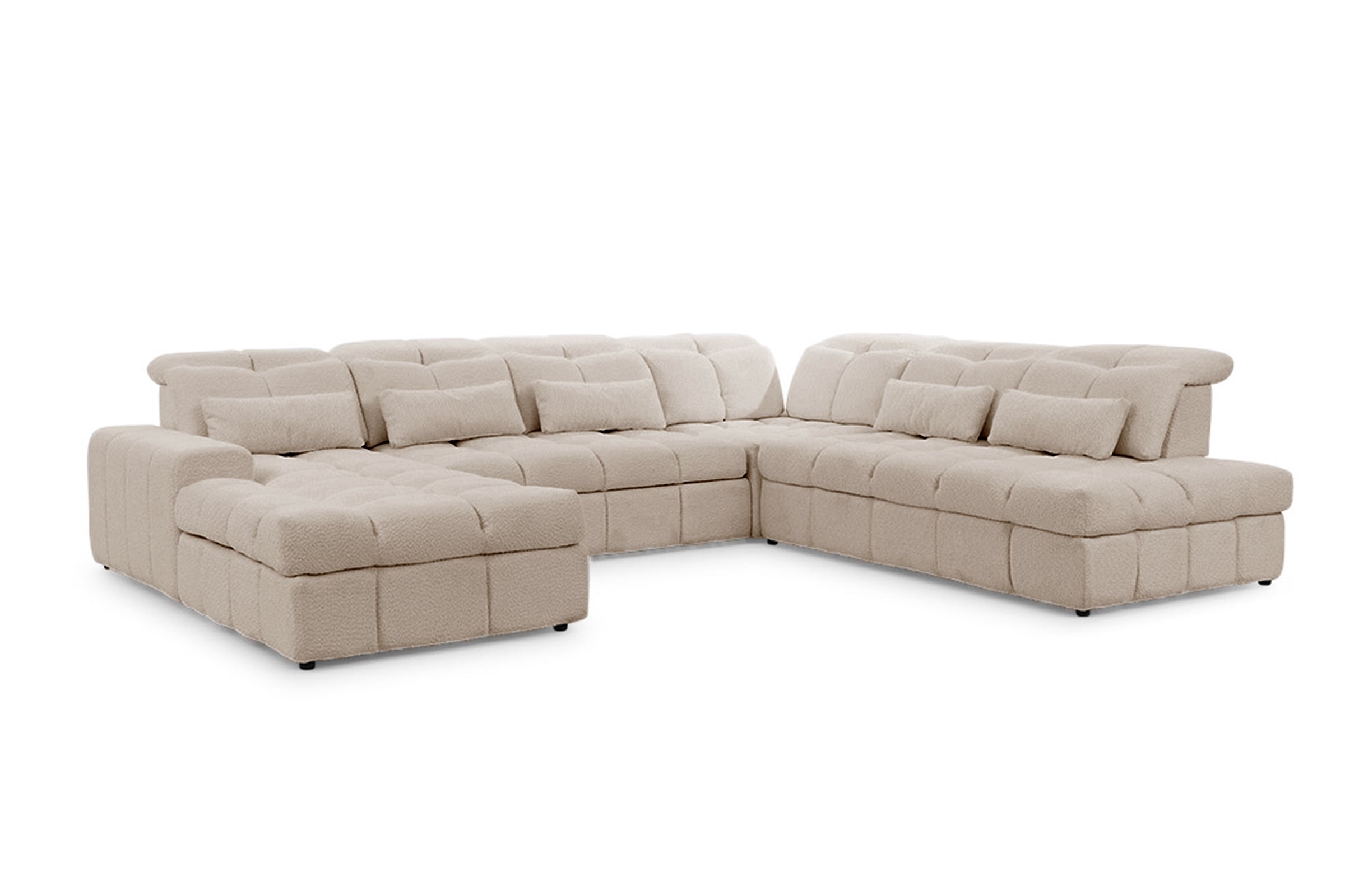 Canapé d'angle avec fonction couchage Magnelio U II côté droit - boucle beige Catch me 2