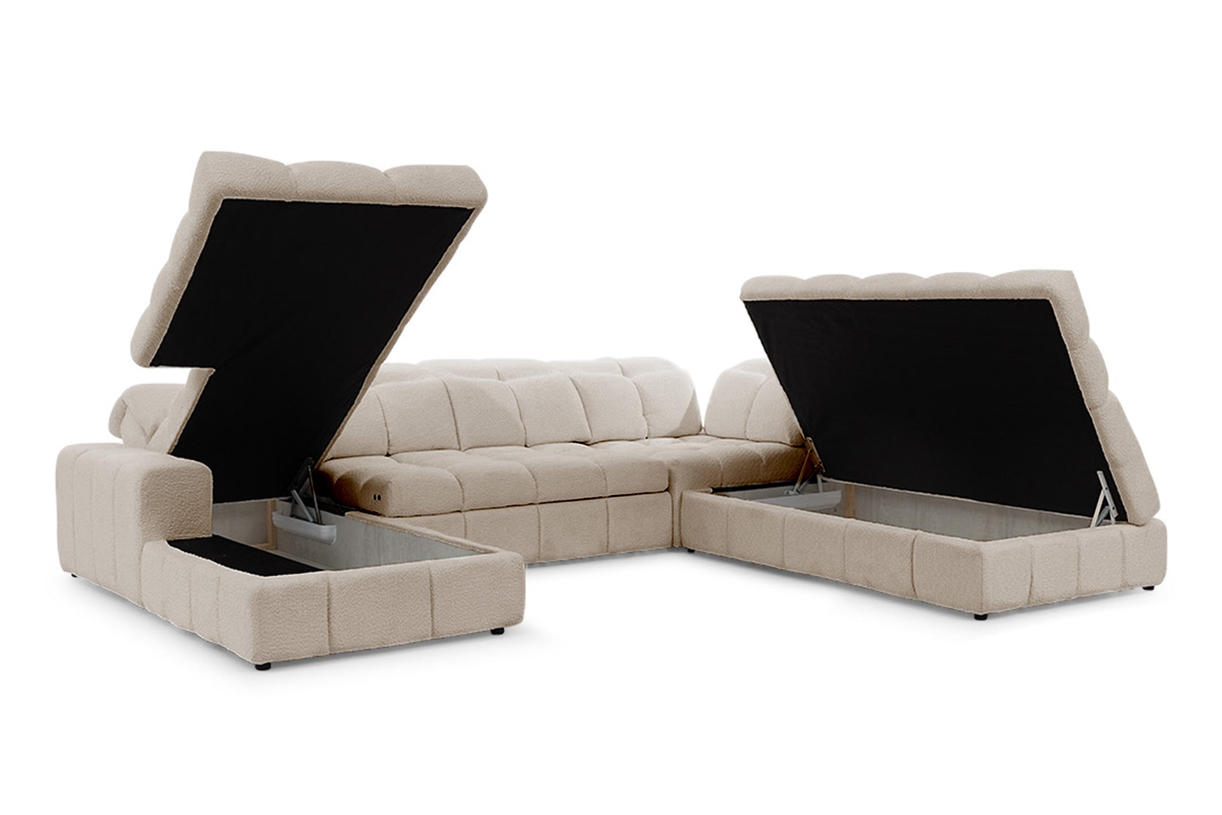 Canapé d'angle avec fonction couchage Magnelio U II côté droit - boucle beige Catch me 2