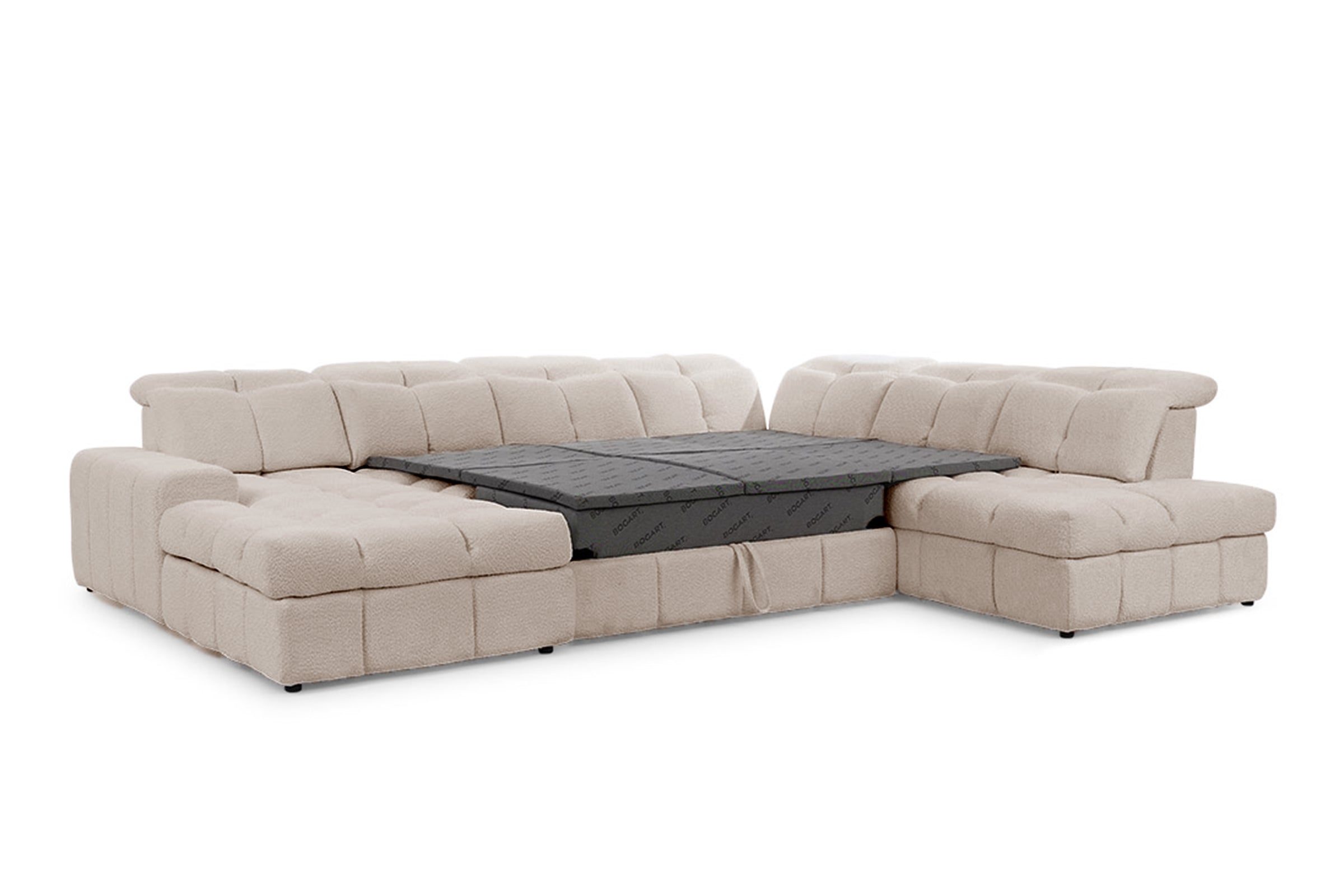 Canapé d'angle avec fonction couchage Magnelio U II côté droit - boucle beige Catch me 2