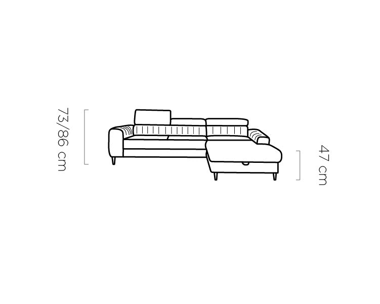 Canapé d’Angle – Compact avec Couchage DELFIN, Coffre de Rangement et Têtières Réglables