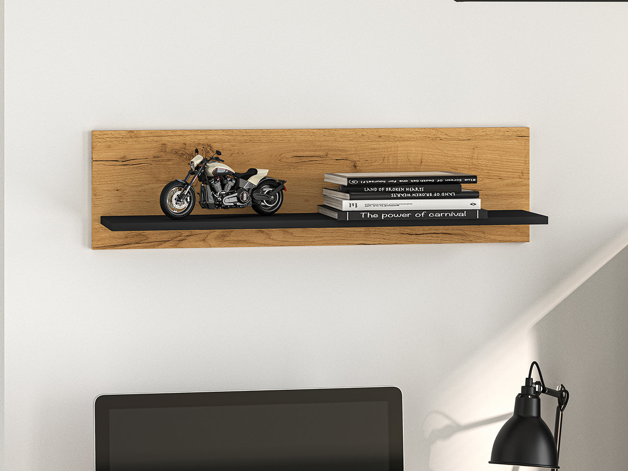 Étagère Murale en Chêne Craft Or et Noir – Résistante aux Rayures et Humidité – 92 cm