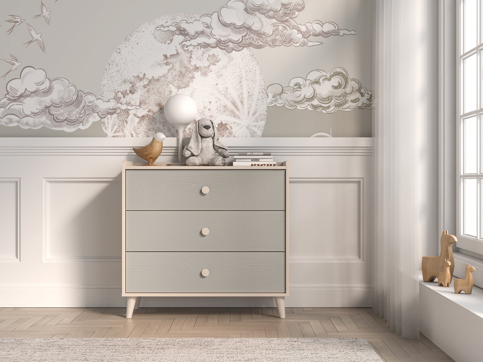 Buffet moderne en panneaux laminés avec finition résistante et élégante